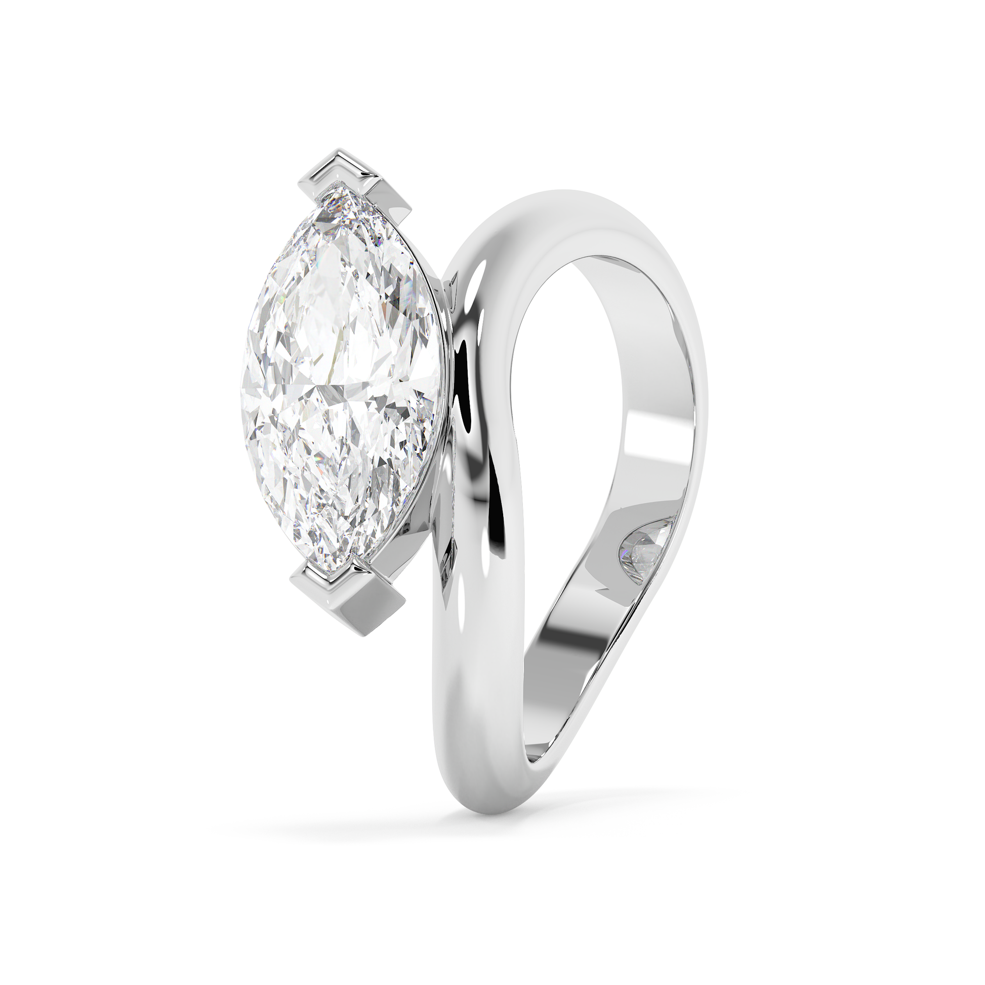 Emerald Solitaire Lab Grown Diamond Engagement Ring