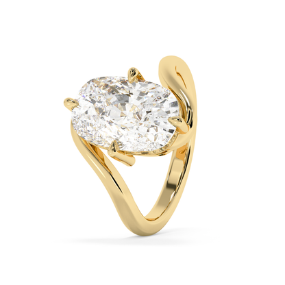 Emerald Solitaire Lab Grown Diamond Engagement Ring