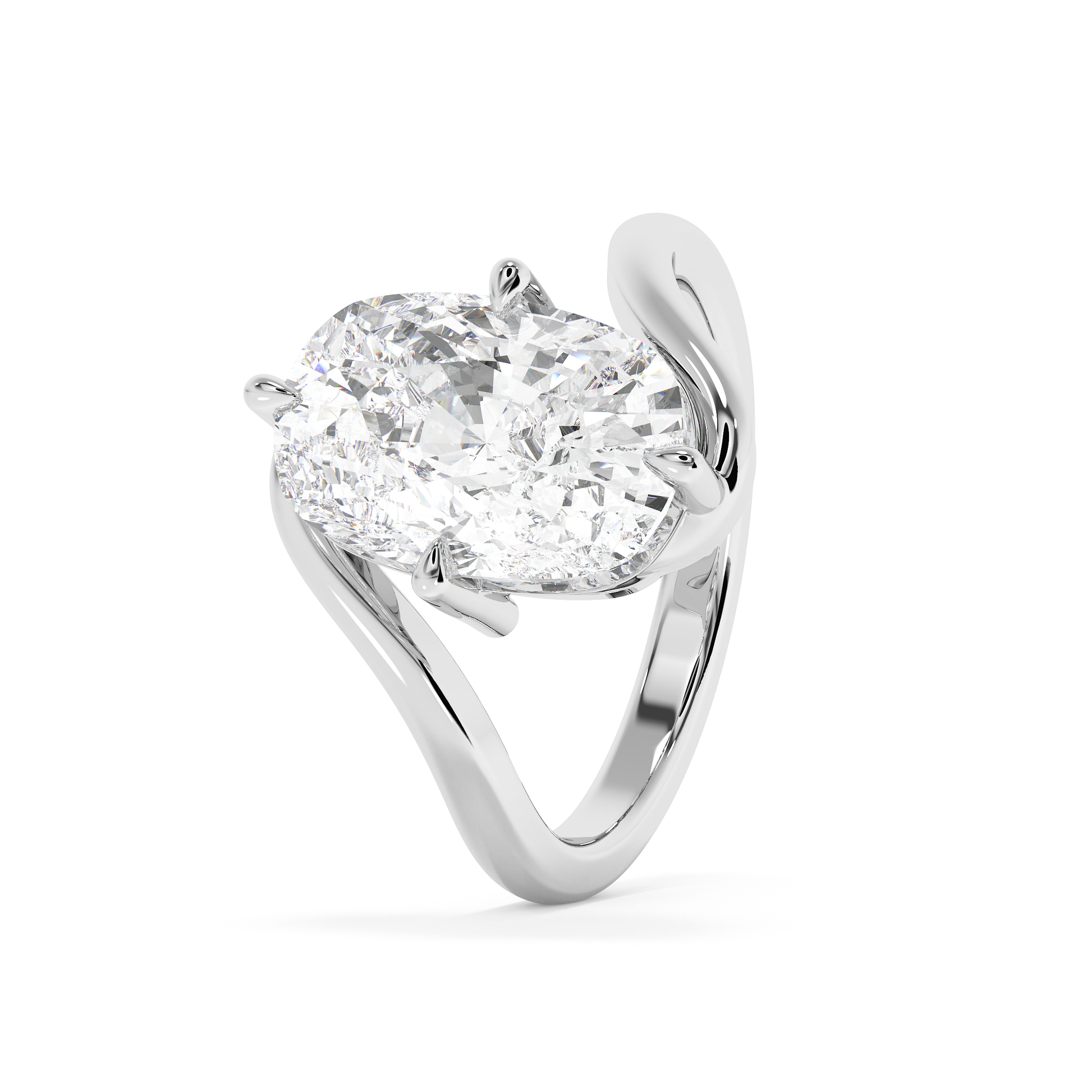 Emerald Solitaire Lab Grown Diamond Engagement Ring