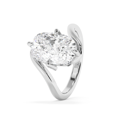 Emerald Solitaire Lab Grown Diamond Engagement Ring