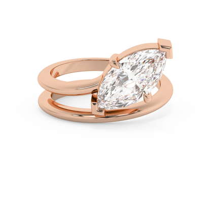 Emerald Solitaire Lab Grown Diamond Engagement Ring