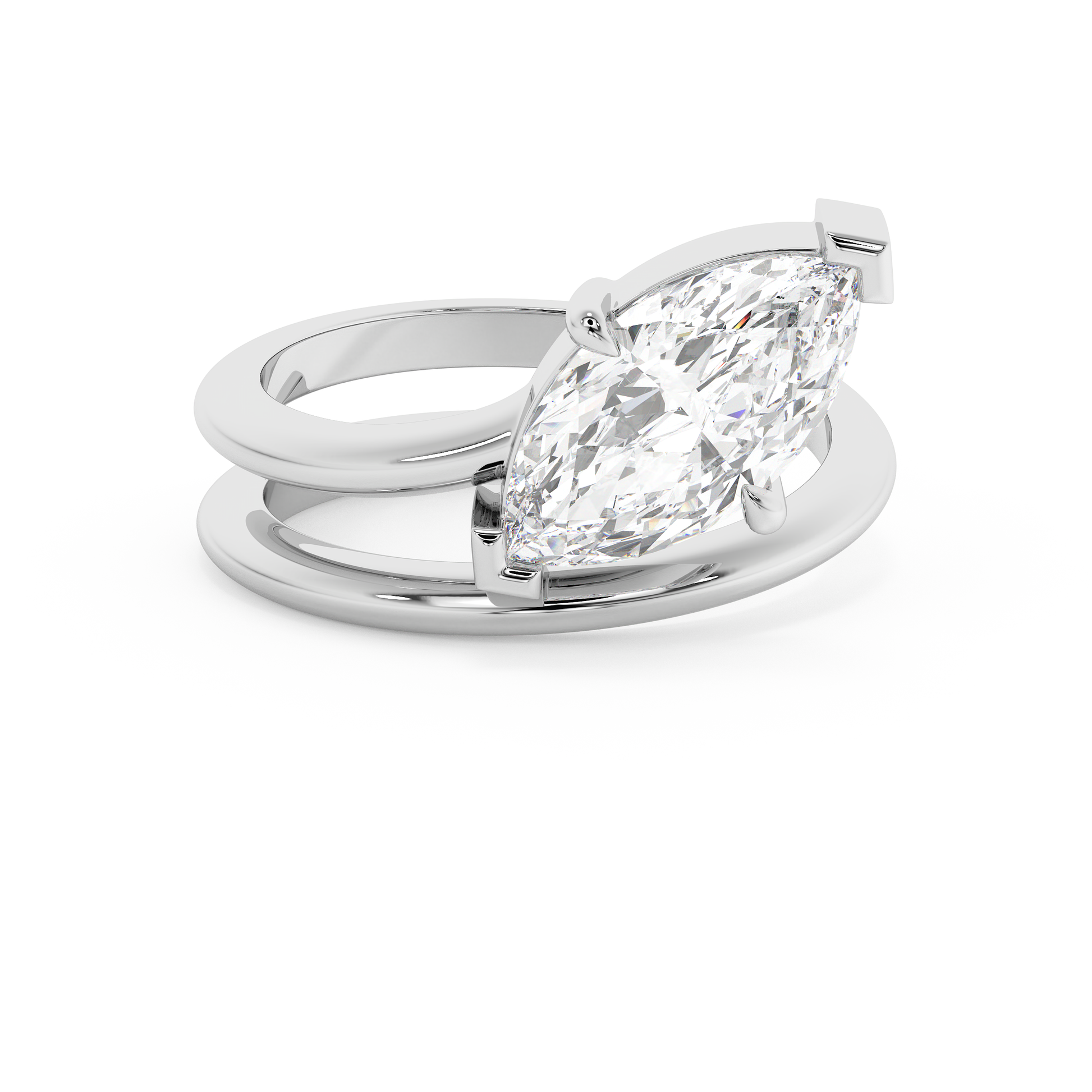Emerald Solitaire Lab Grown Diamond Engagement Ring