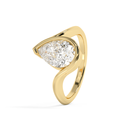Emerald Solitaire Lab Grown Diamond Engagement Ring