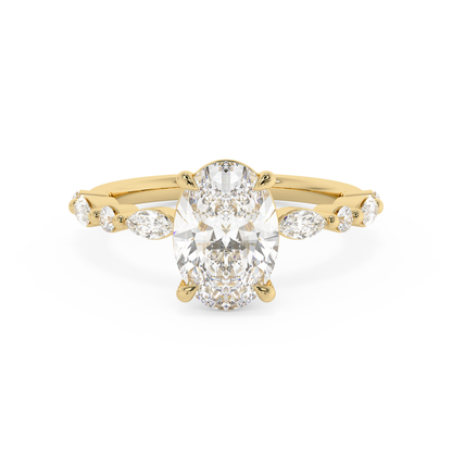 Emerald Solitaire Lab Grown Diamond Engagement Ring