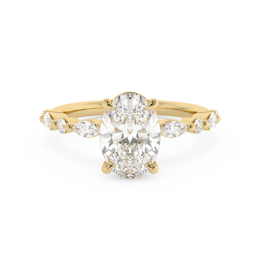 Emerald Solitaire Lab Grown Diamond Engagement Ring