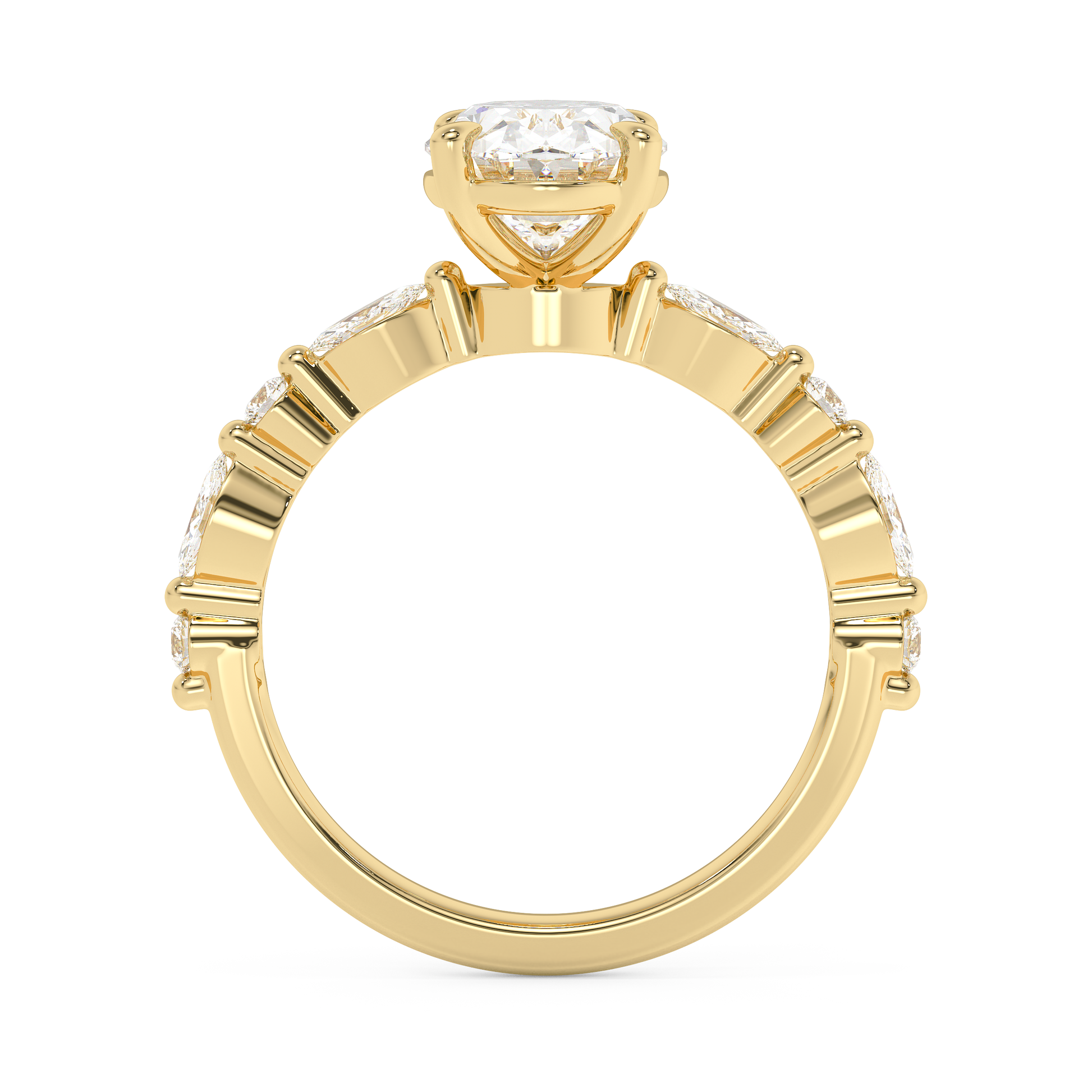 Emerald Solitaire Lab Grown Diamond Engagement Ring