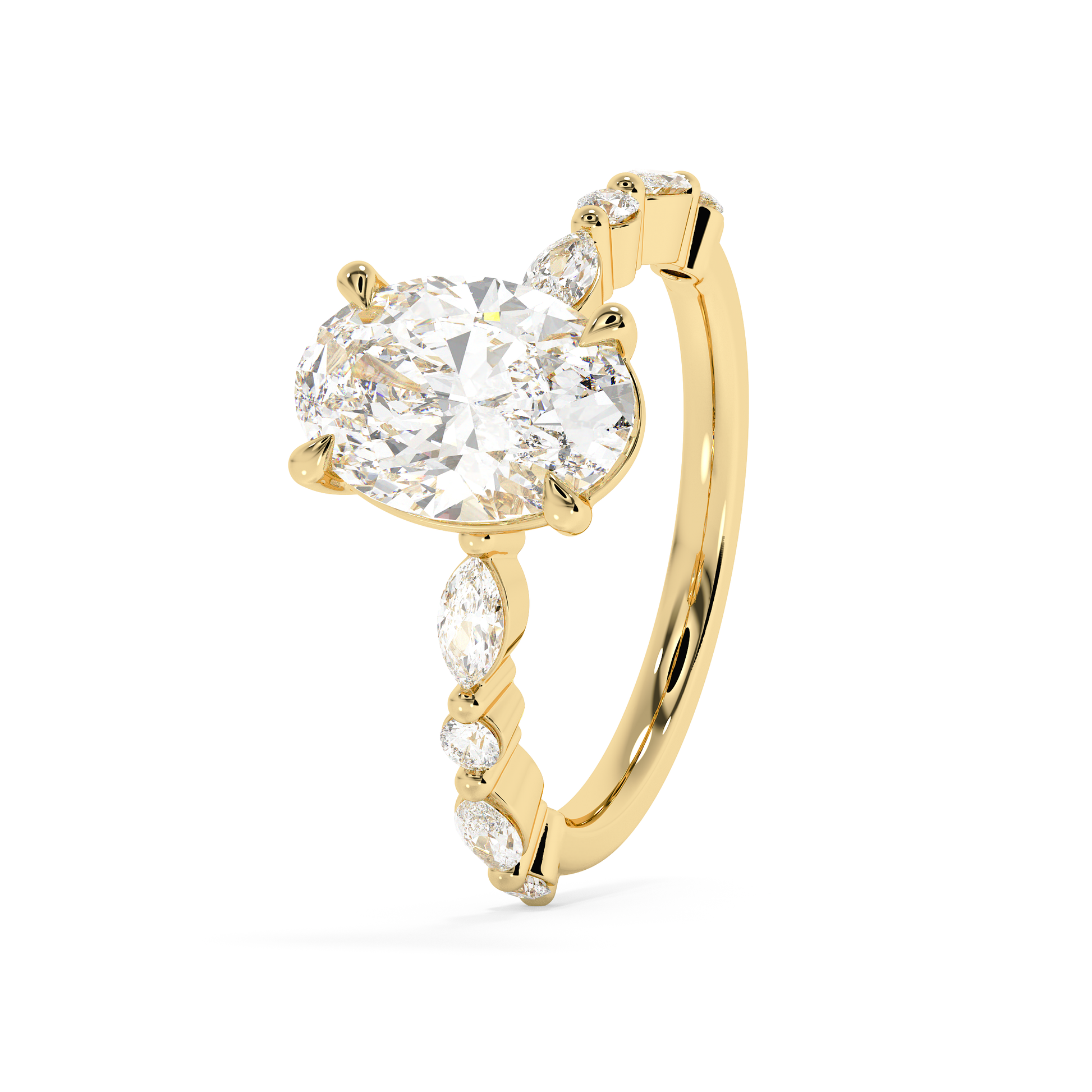 Emerald Solitaire Lab Grown Diamond Engagement Ring