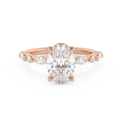 Emerald Solitaire Lab Grown Diamond Engagement Ring