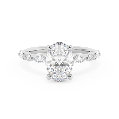 Emerald Solitaire Lab Grown Diamond Engagement Ring