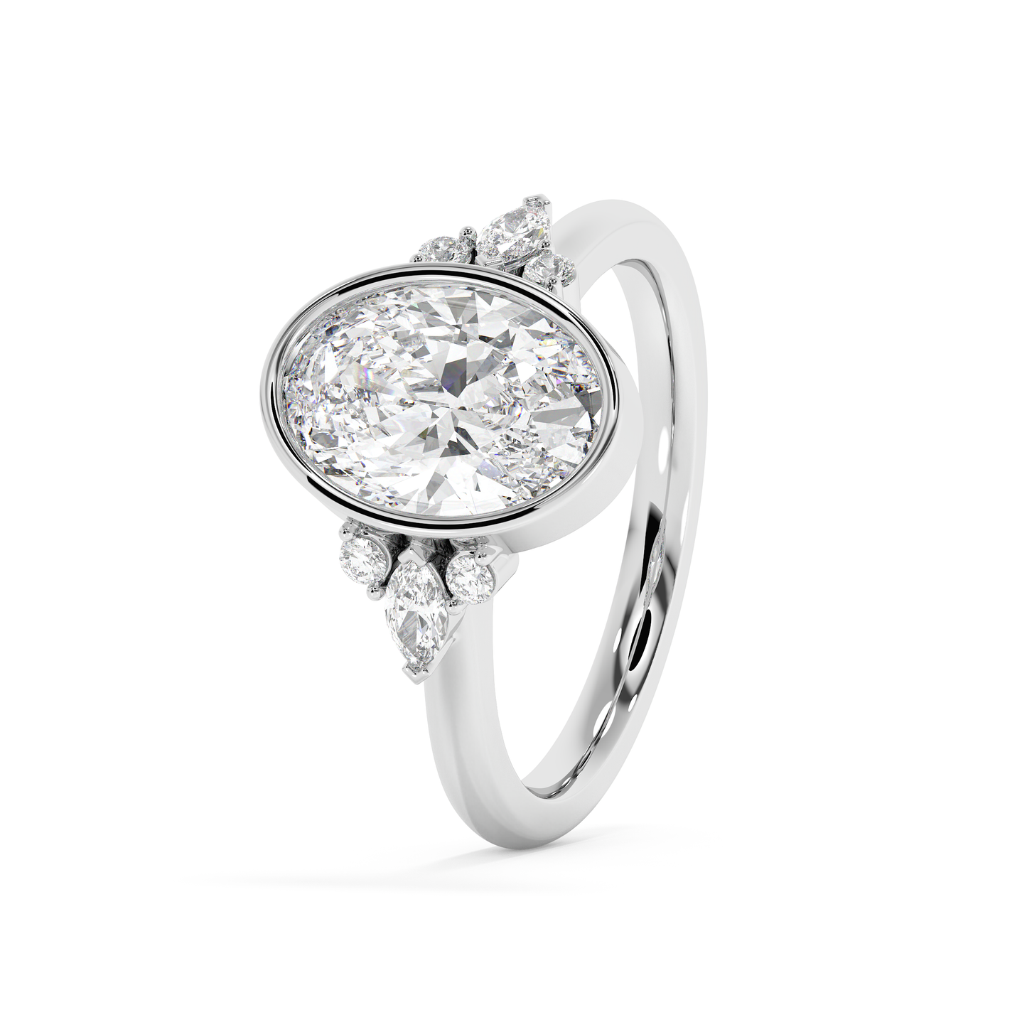 Emerald Solitaire Lab Grown Diamond Engagement Ring