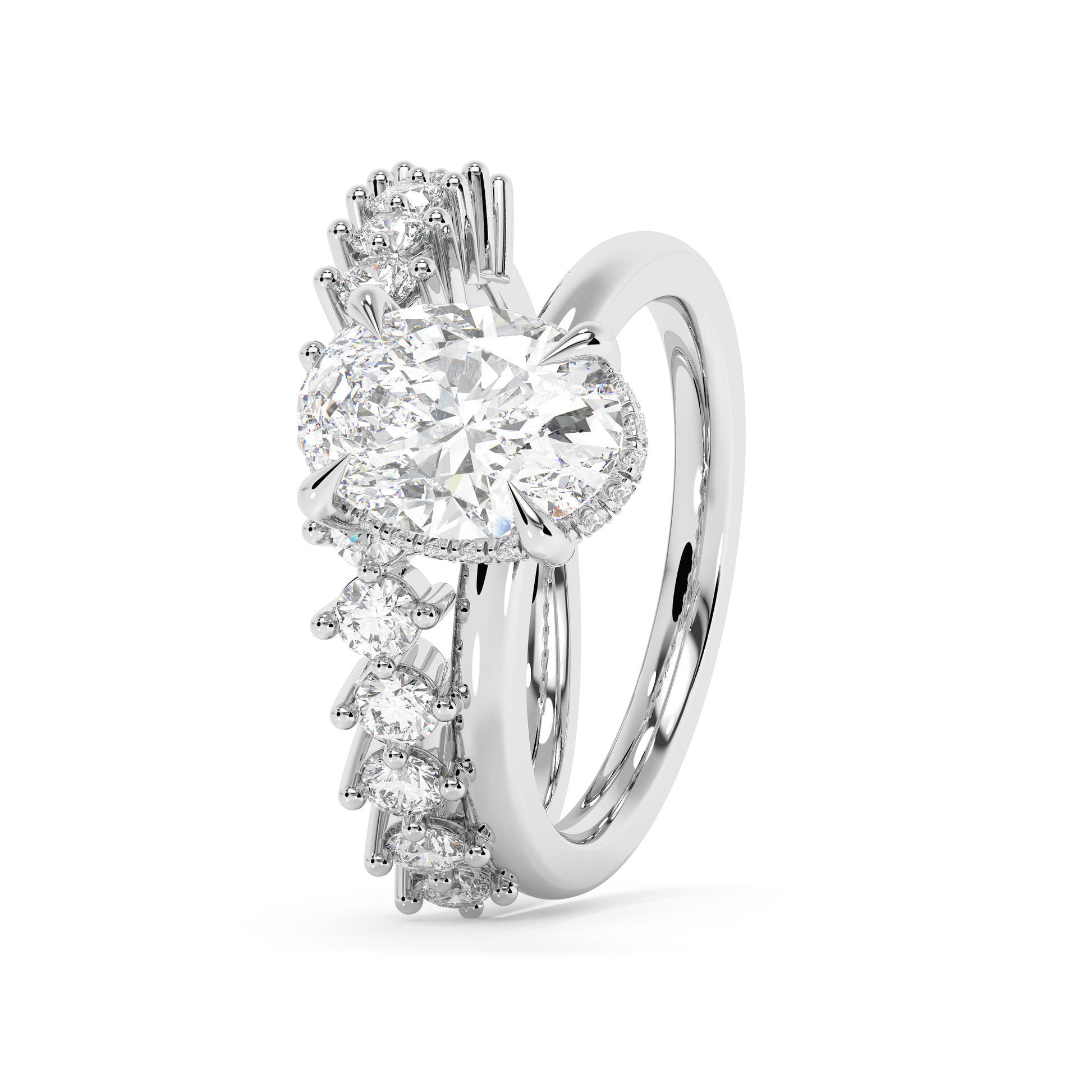 Emerald Solitaire Lab Grown Diamond Engagement Ring