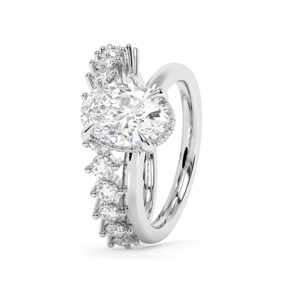 Emerald Solitaire Lab Grown Diamond Engagement Ring