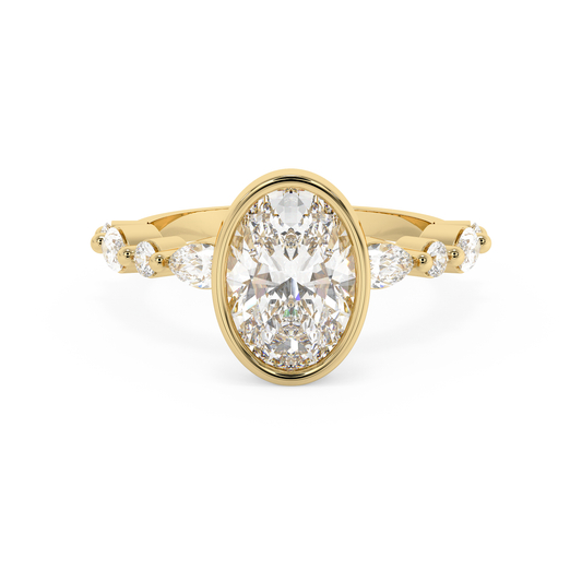 Emerald Solitaire Lab Grown Diamond Engagement Ring
