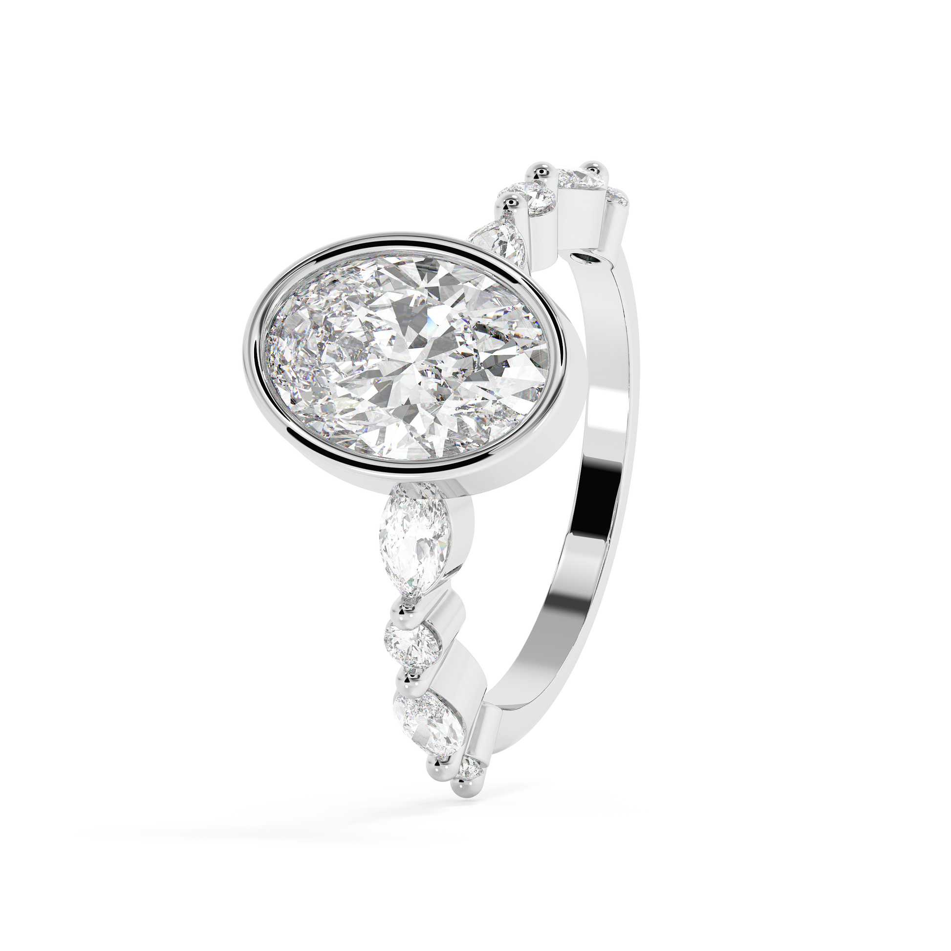 Emerald Solitaire Lab Grown Diamond Engagement Ring