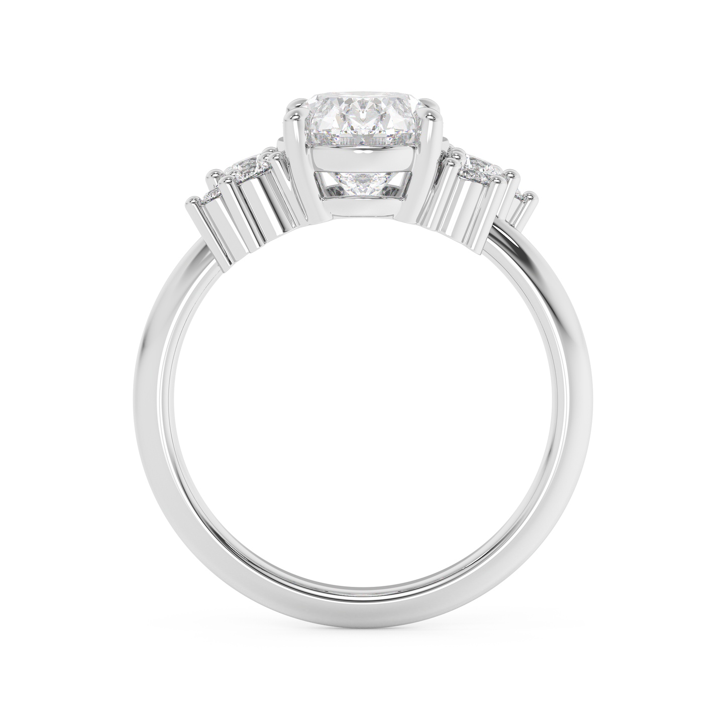 Emerald Solitaire Lab Grown Diamond Engagement Ring