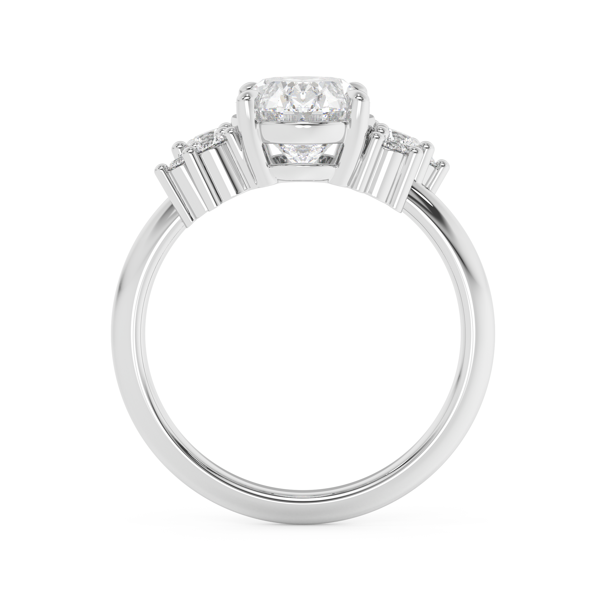Emerald Solitaire Lab Grown Diamond Engagement Ring