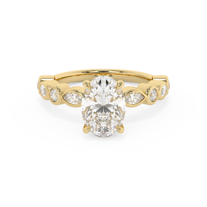 Emerald Solitaire Lab Grown Diamond Engagement Ring
