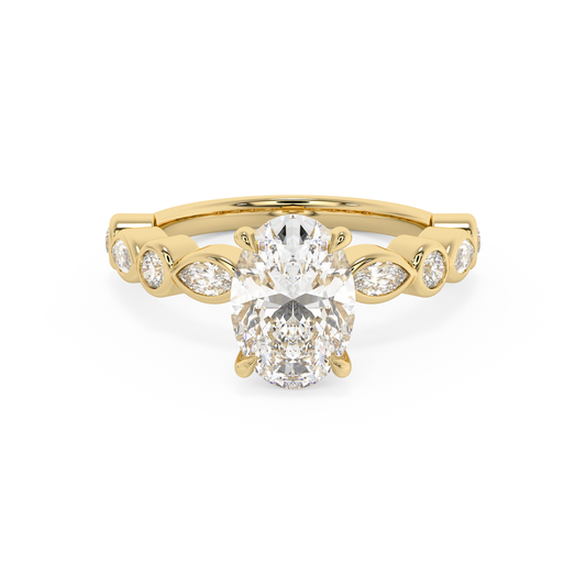 Emerald Solitaire Lab Grown Diamond Engagement Ring