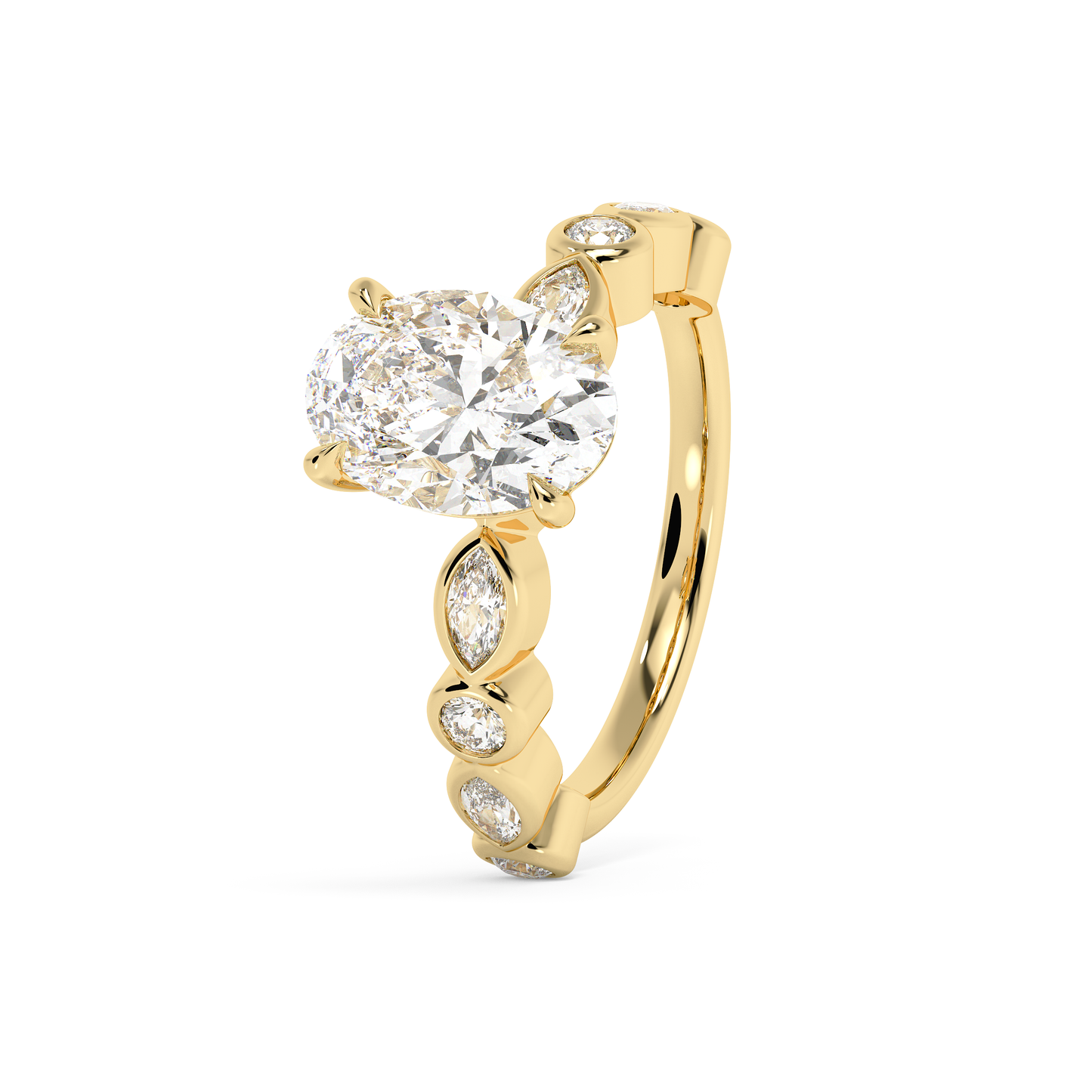 Emerald Solitaire Lab Grown Diamond Engagement Ring