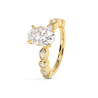 Emerald Solitaire Lab Grown Diamond Engagement Ring