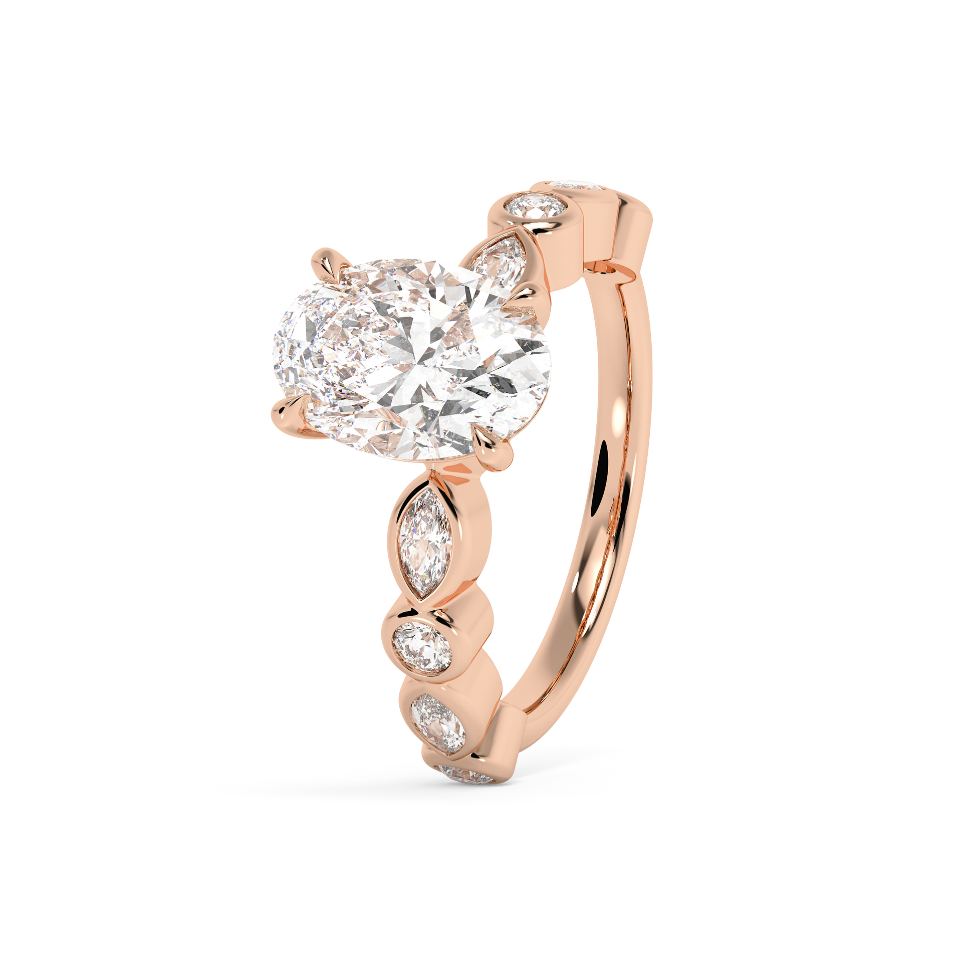 Emerald Solitaire Lab Grown Diamond Engagement Ring
