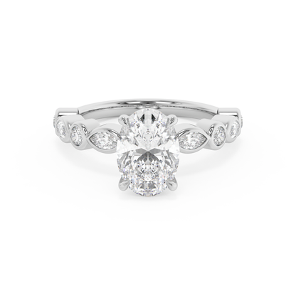 Emerald Solitaire Lab Grown Diamond Engagement Ring
