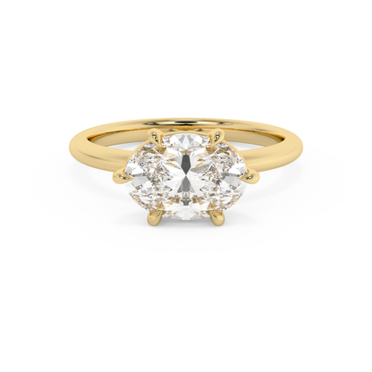 Emerald Solitaire Lab Grown Diamond Engagement Ring