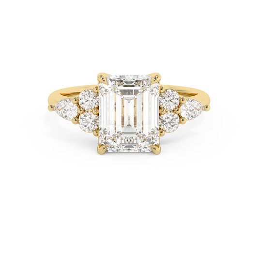 Emerald Solitaire Lab Grown Diamond Engagement Ring