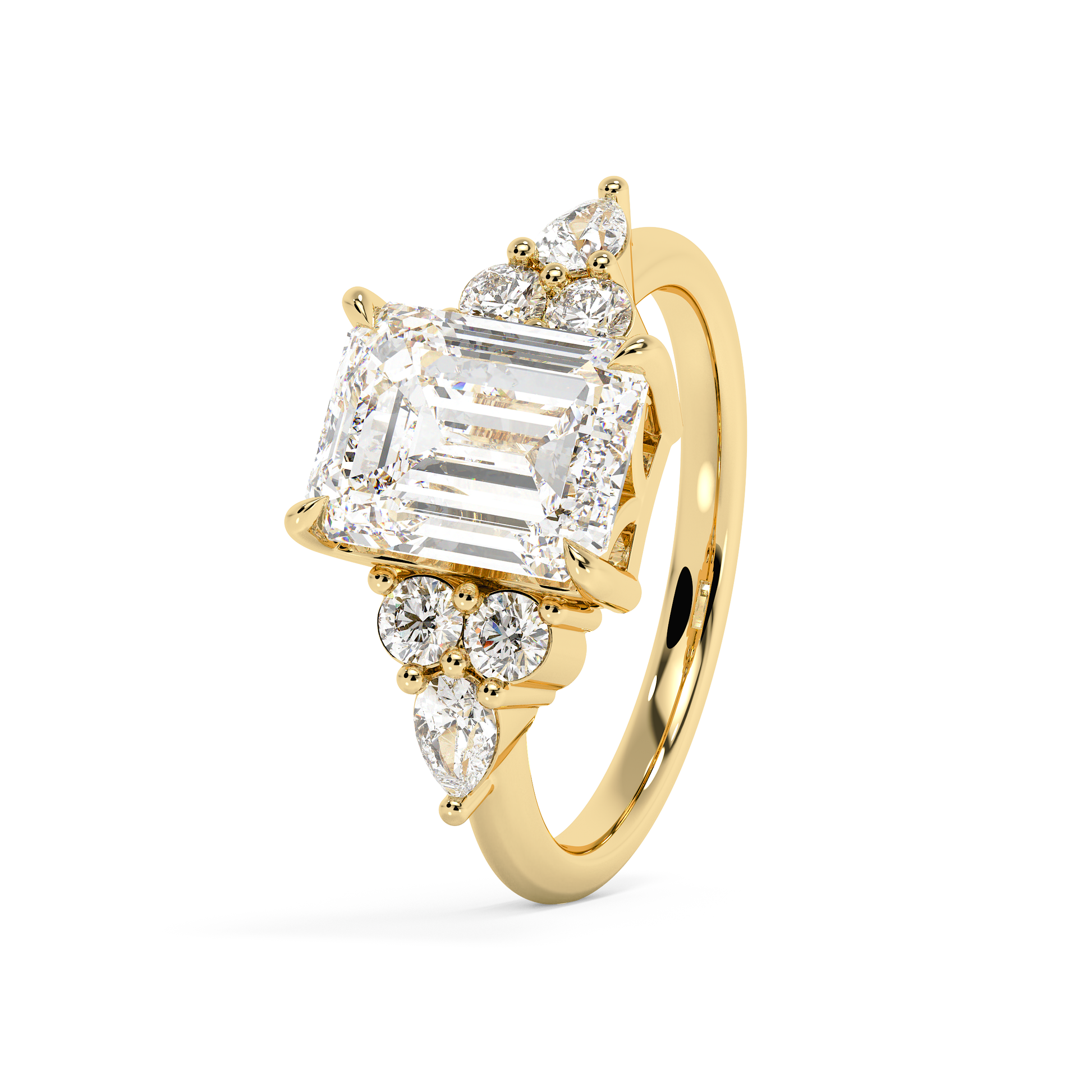 Emerald Solitaire Lab Grown Diamond Engagement Ring