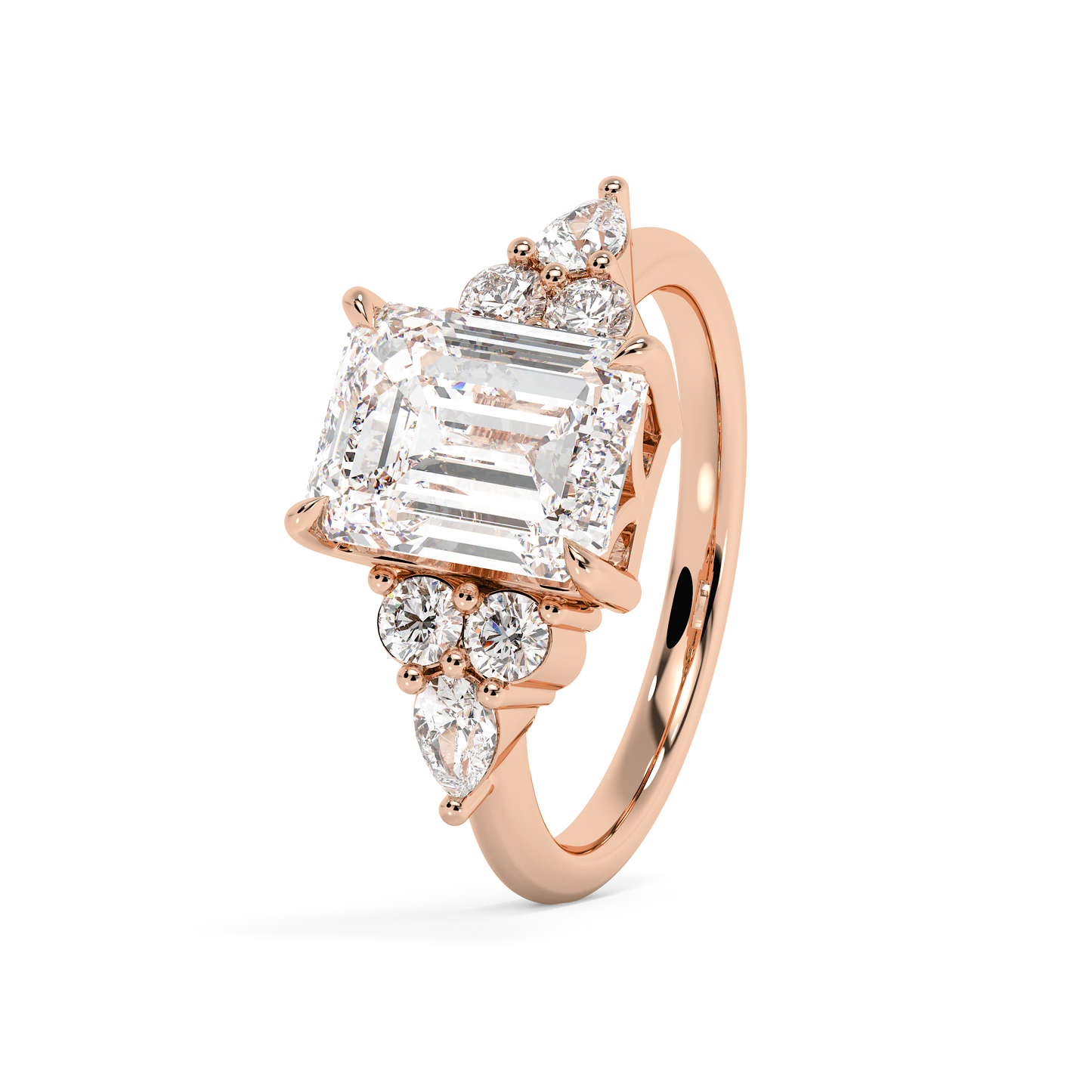 Emerald Solitaire Lab Grown Diamond Engagement Ring