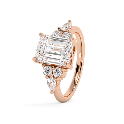 Emerald Solitaire Lab Grown Diamond Engagement Ring