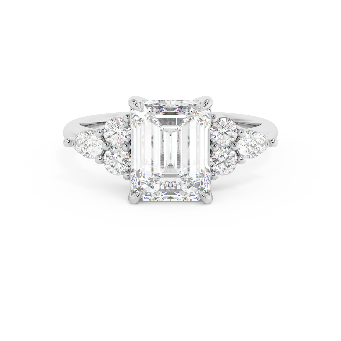 Emerald Solitaire Lab Grown Diamond Engagement Ring