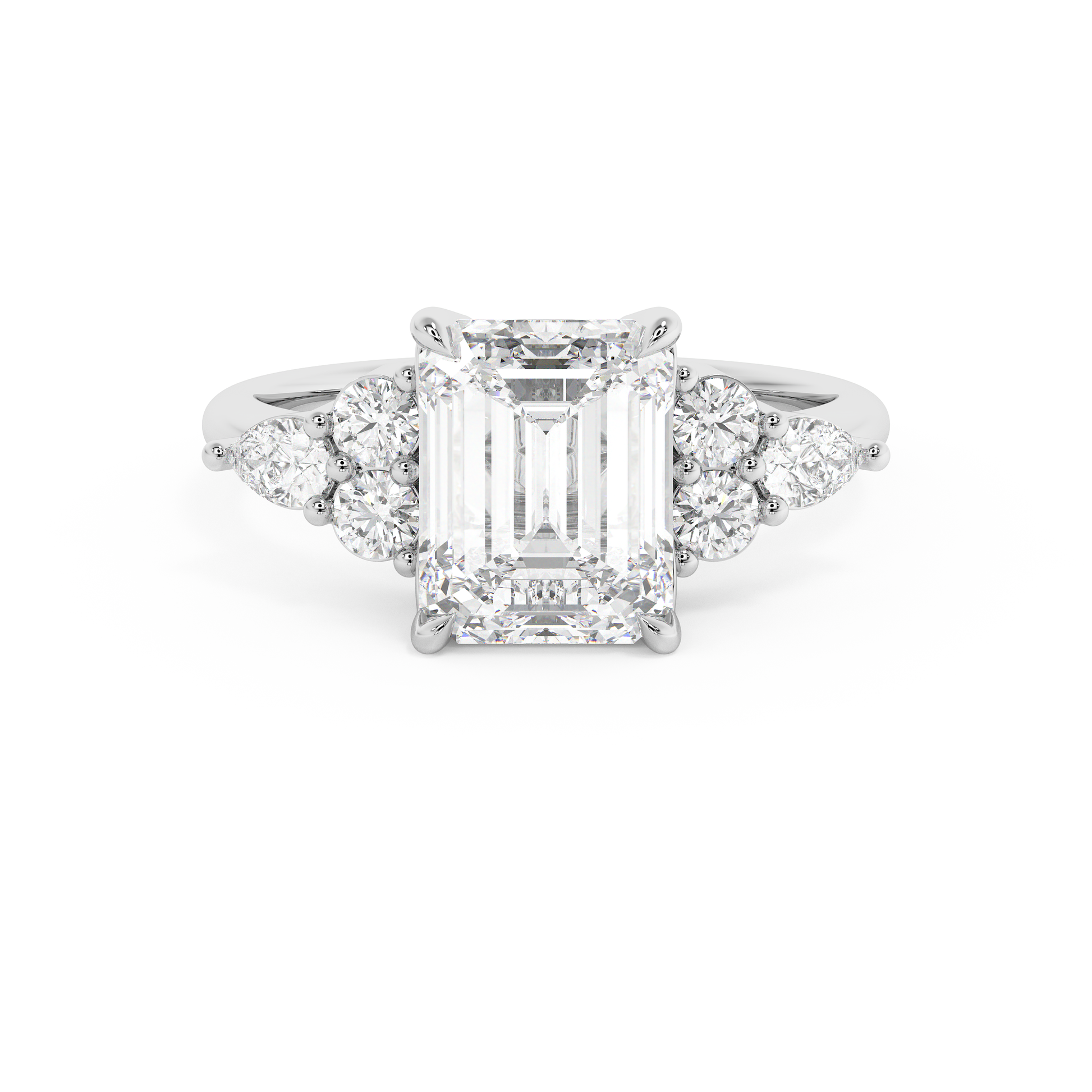Emerald Solitaire Lab Grown Diamond Engagement Ring