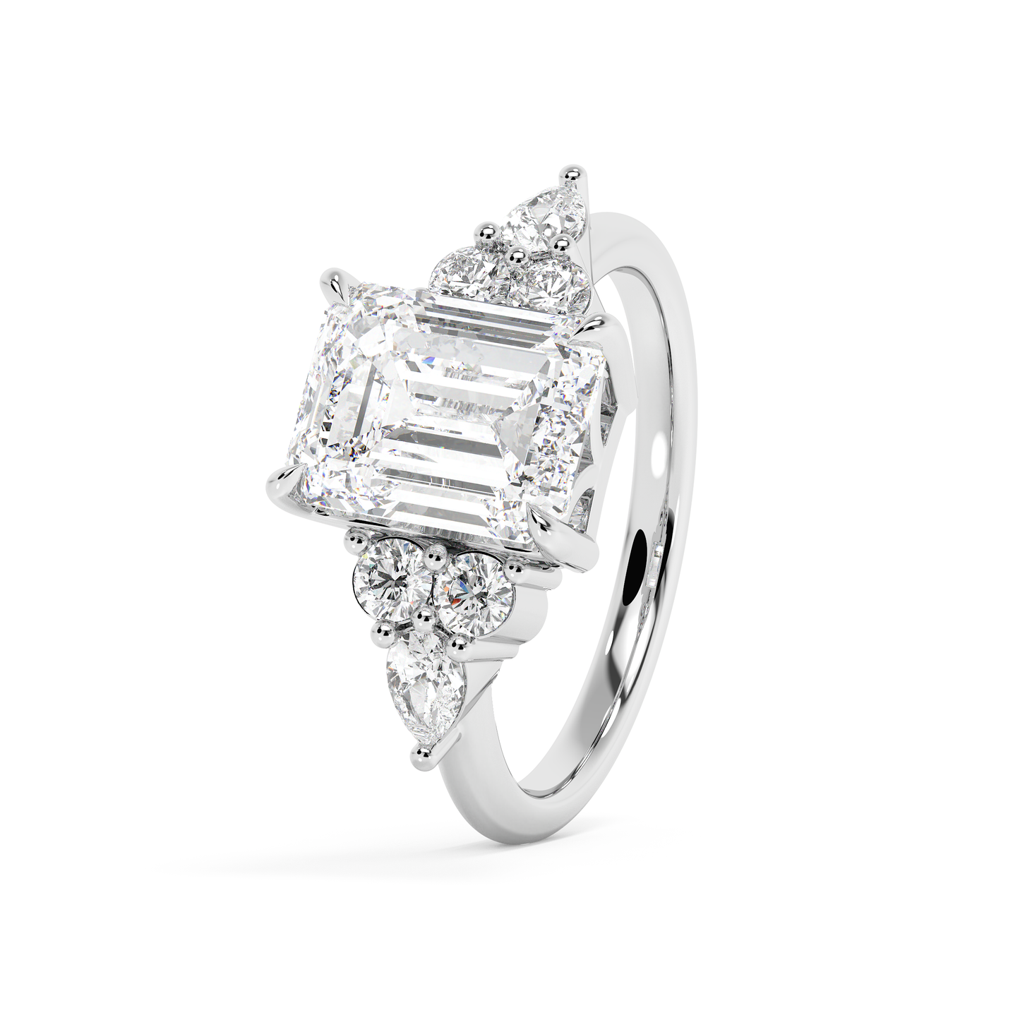 Emerald Solitaire Lab Grown Diamond Engagement Ring