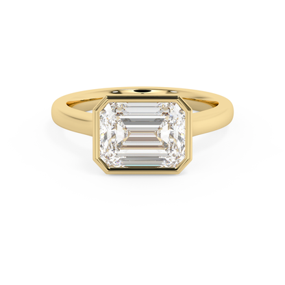Emerald Solitaire Lab Grown Diamond Engagement Ring