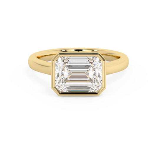 Emerald Solitaire Lab Grown Diamond Engagement Ring