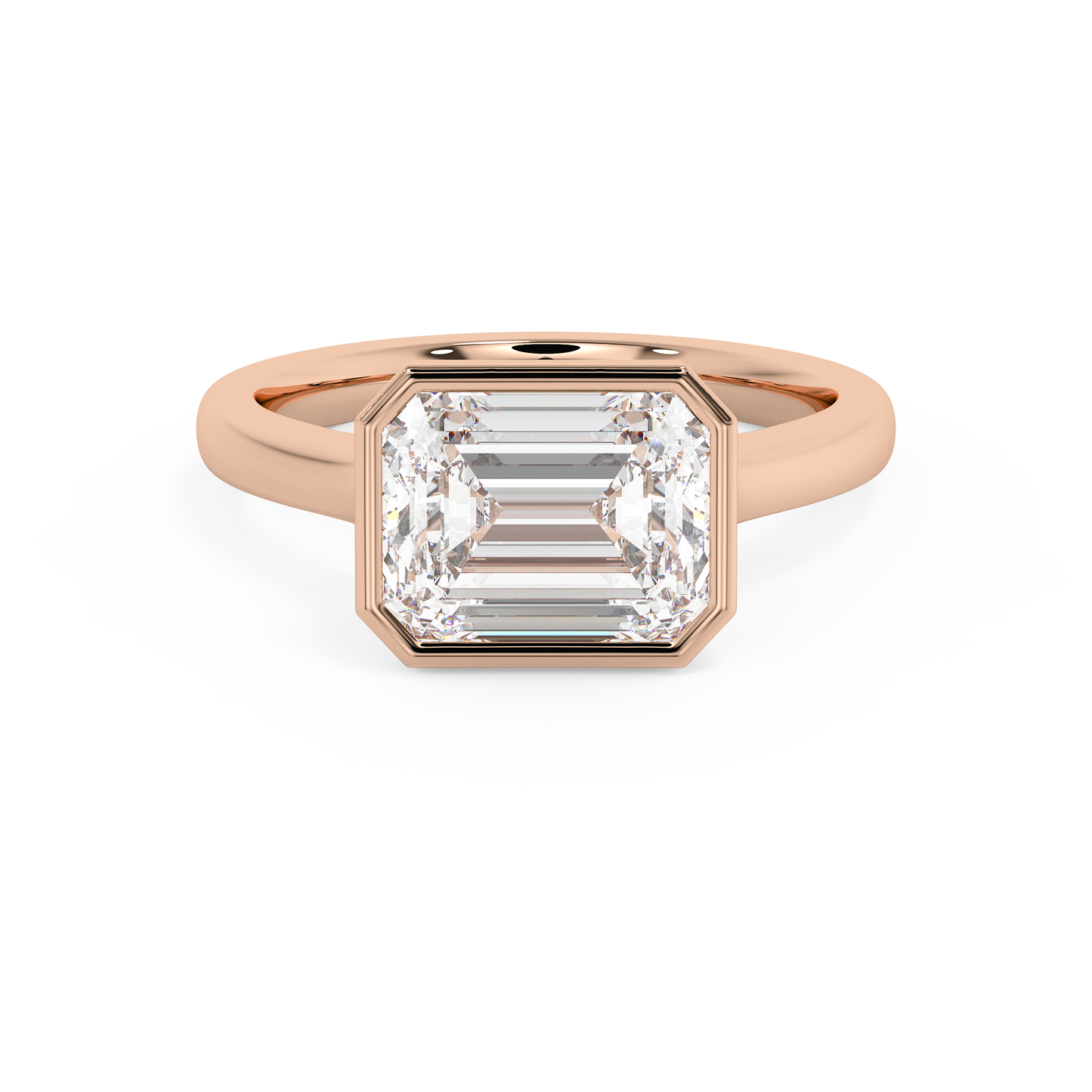 Emerald Solitaire Lab Grown Diamond Engagement Ring