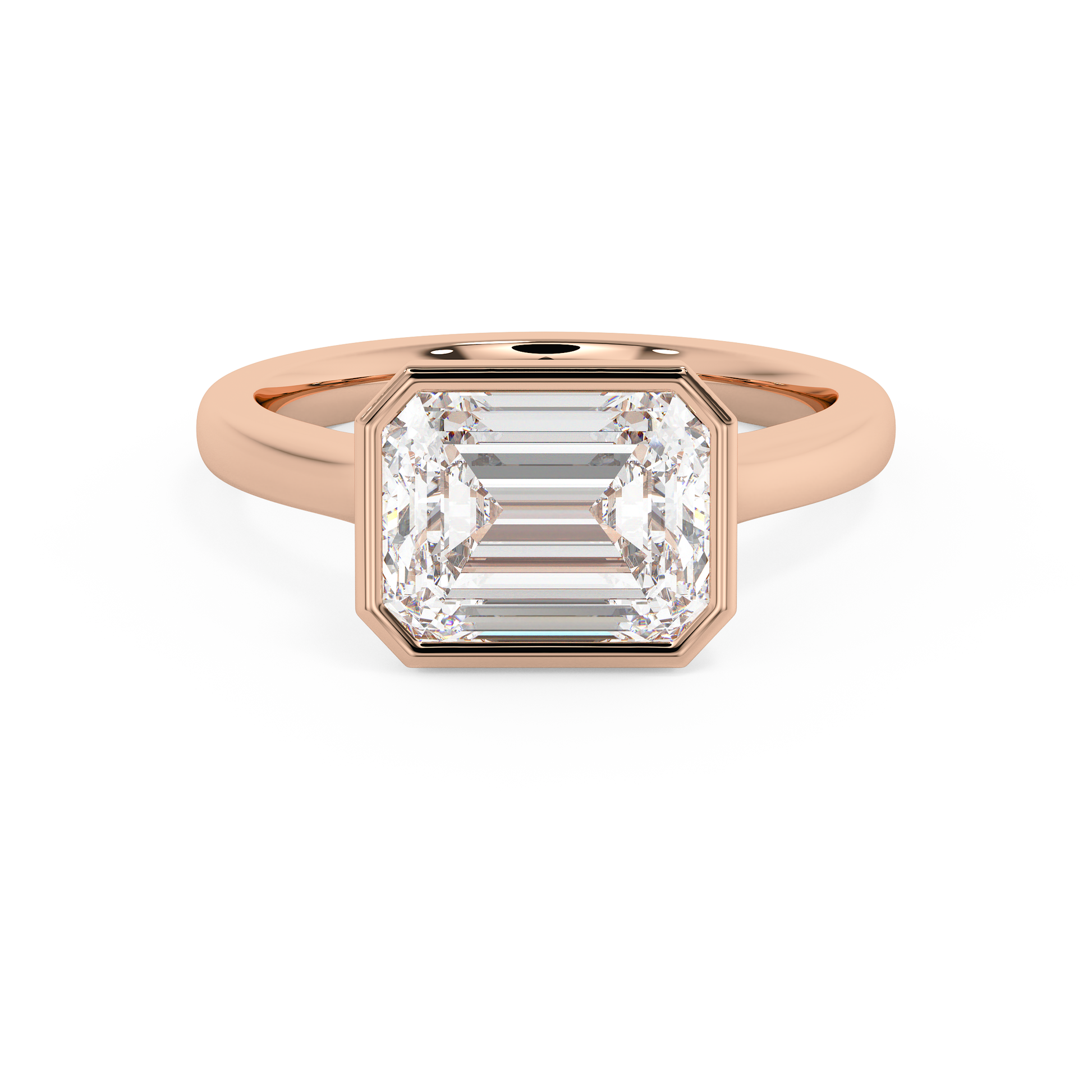 Emerald Solitaire Lab Grown Diamond Engagement Ring