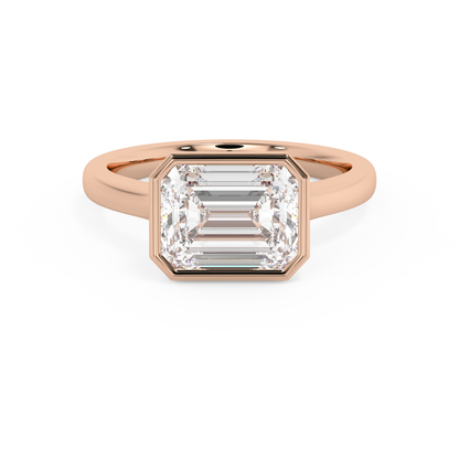 Emerald Solitaire Lab Grown Diamond Engagement Ring