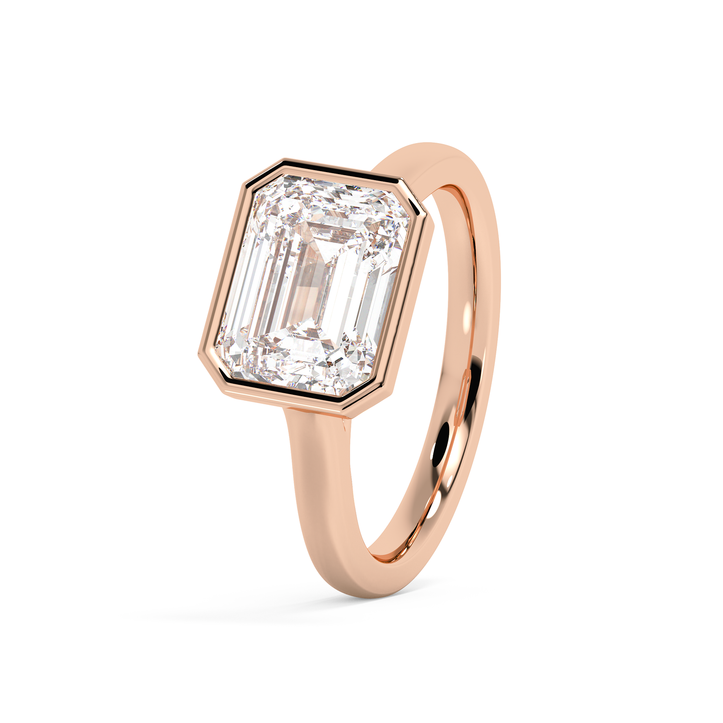 Emerald Solitaire Lab Grown Diamond Engagement Ring