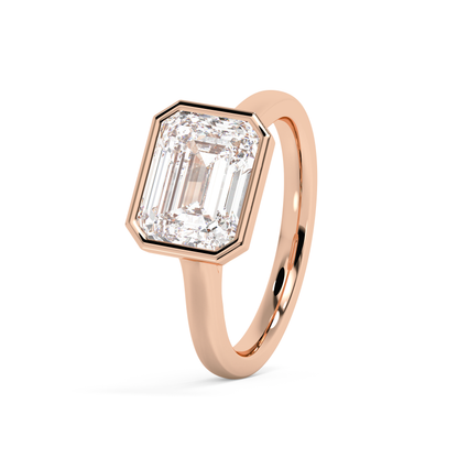 Emerald Solitaire Lab Grown Diamond Engagement Ring