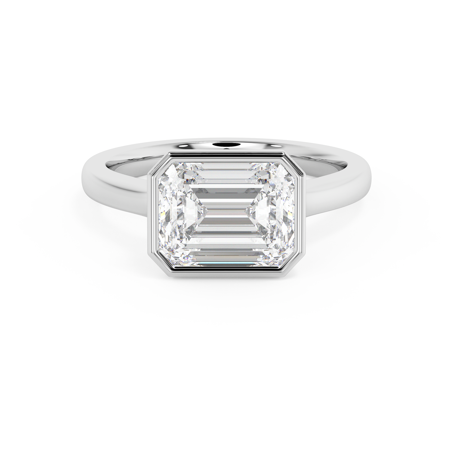Emerald Solitaire Lab Grown Diamond Engagement Ring