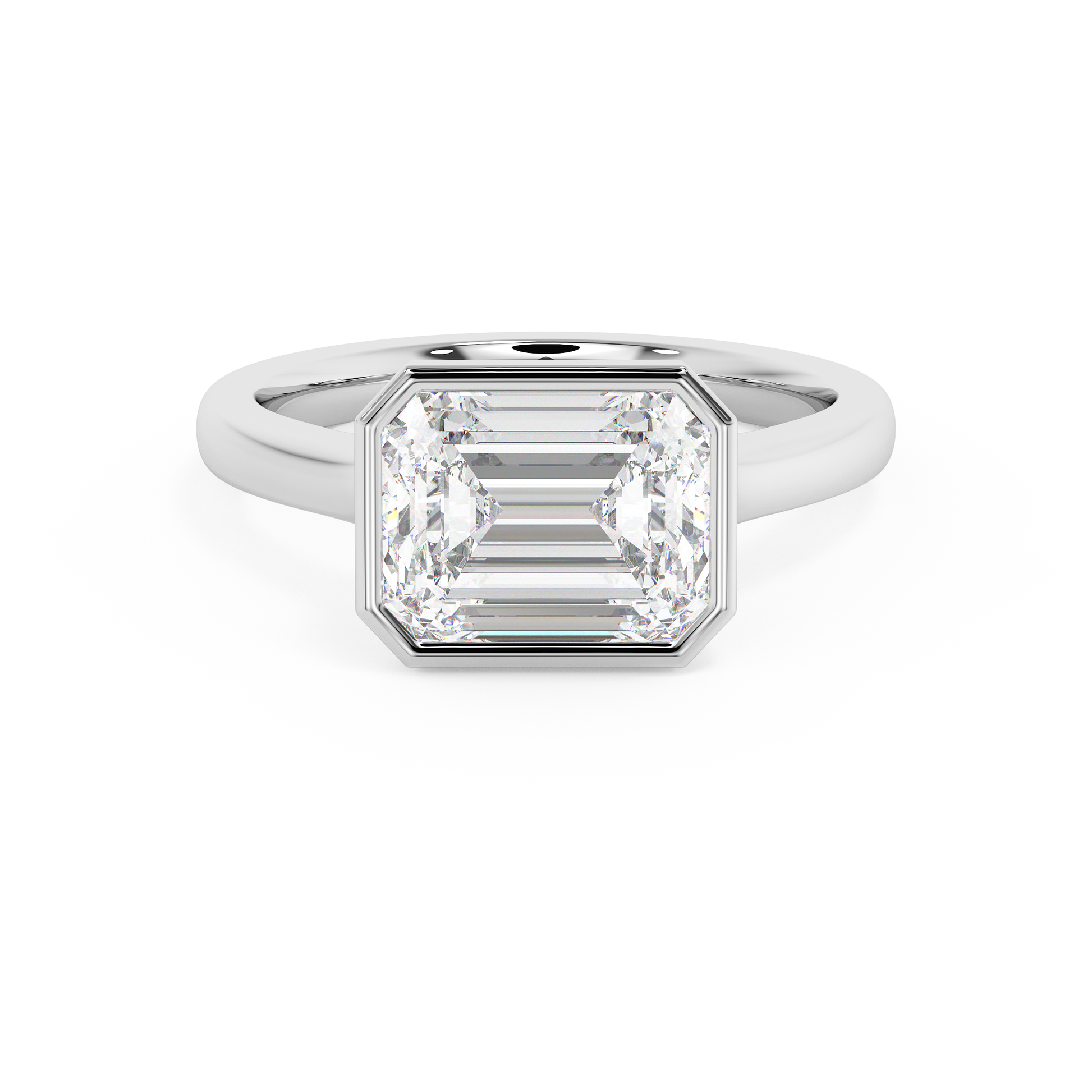 Emerald Solitaire Lab Grown Diamond Engagement Ring