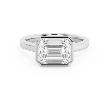 Emerald Solitaire Lab Grown Diamond Engagement Ring