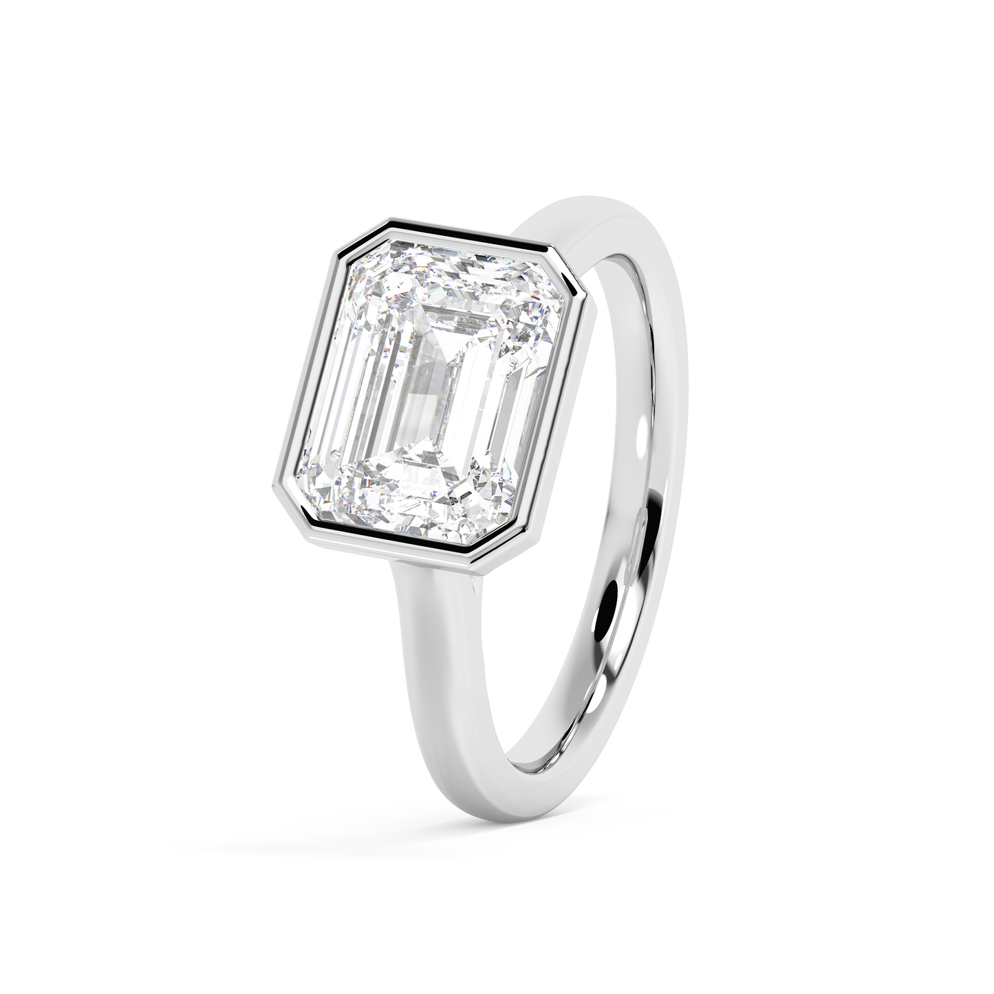 Emerald Solitaire Lab Grown Diamond Engagement Ring