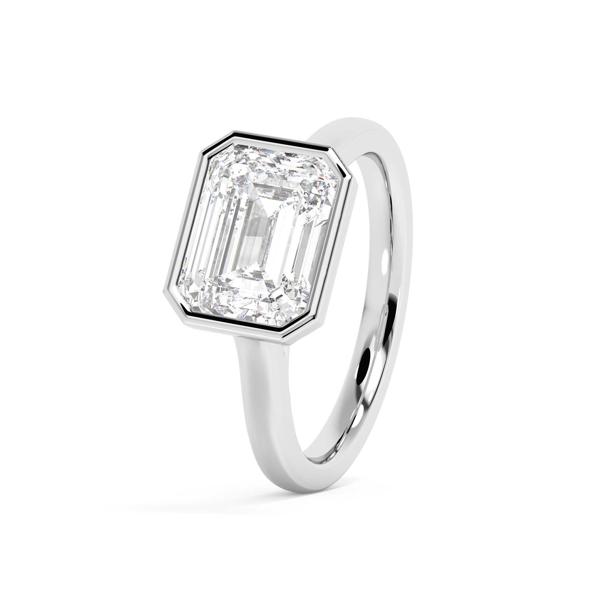 Emerald Solitaire Lab Grown Diamond Engagement Ring