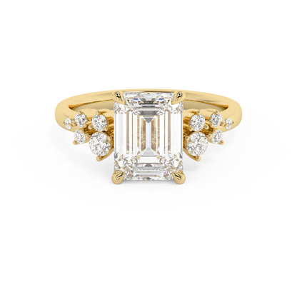 Emerald Solitaire Lab Grown Diamond Engagement Ring