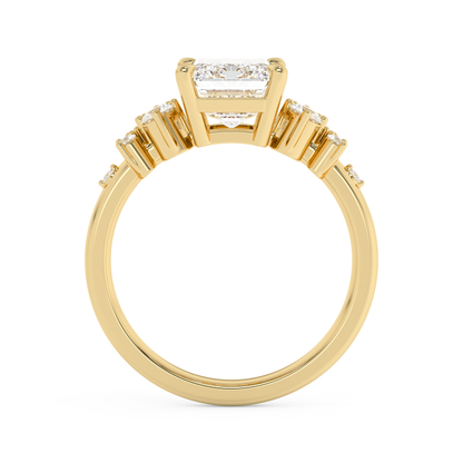 Emerald Solitaire Lab Grown Diamond Engagement Ring