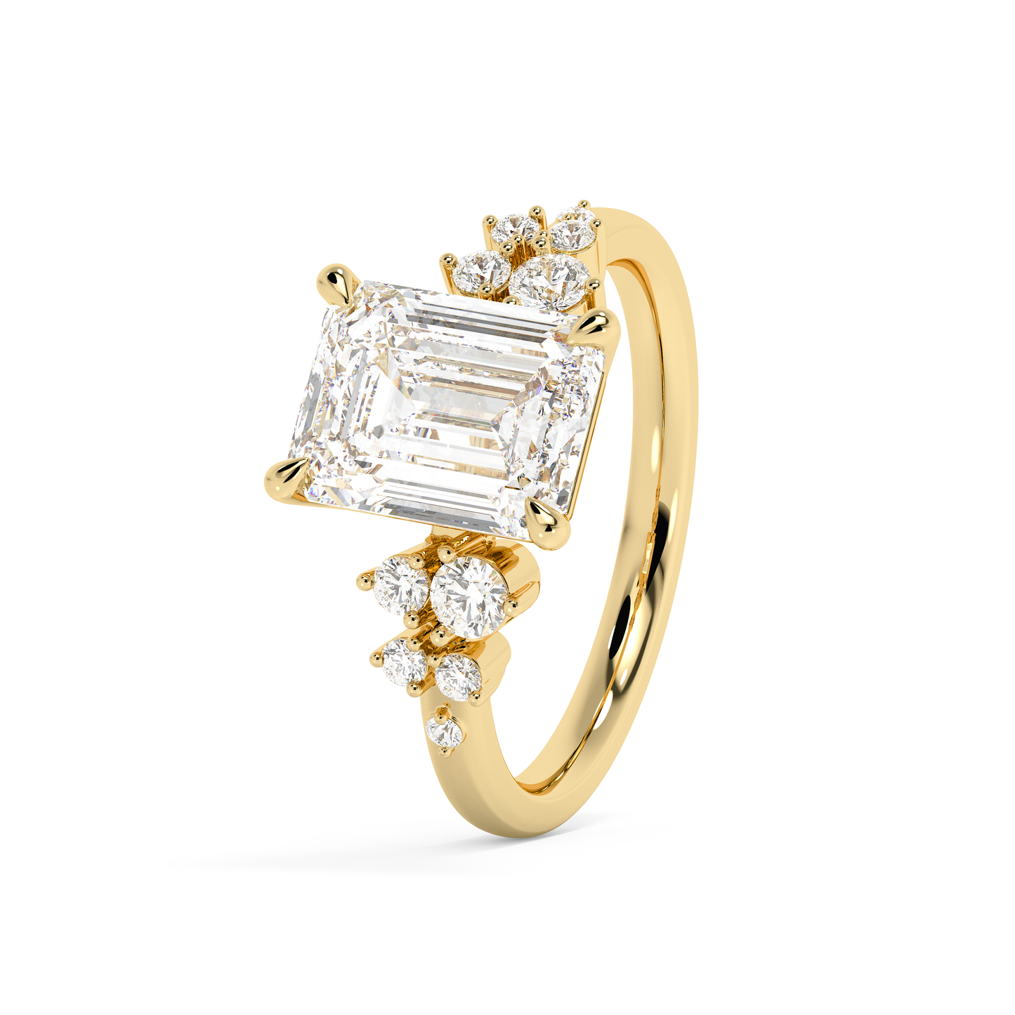 Emerald Solitaire Lab Grown Diamond Engagement Ring