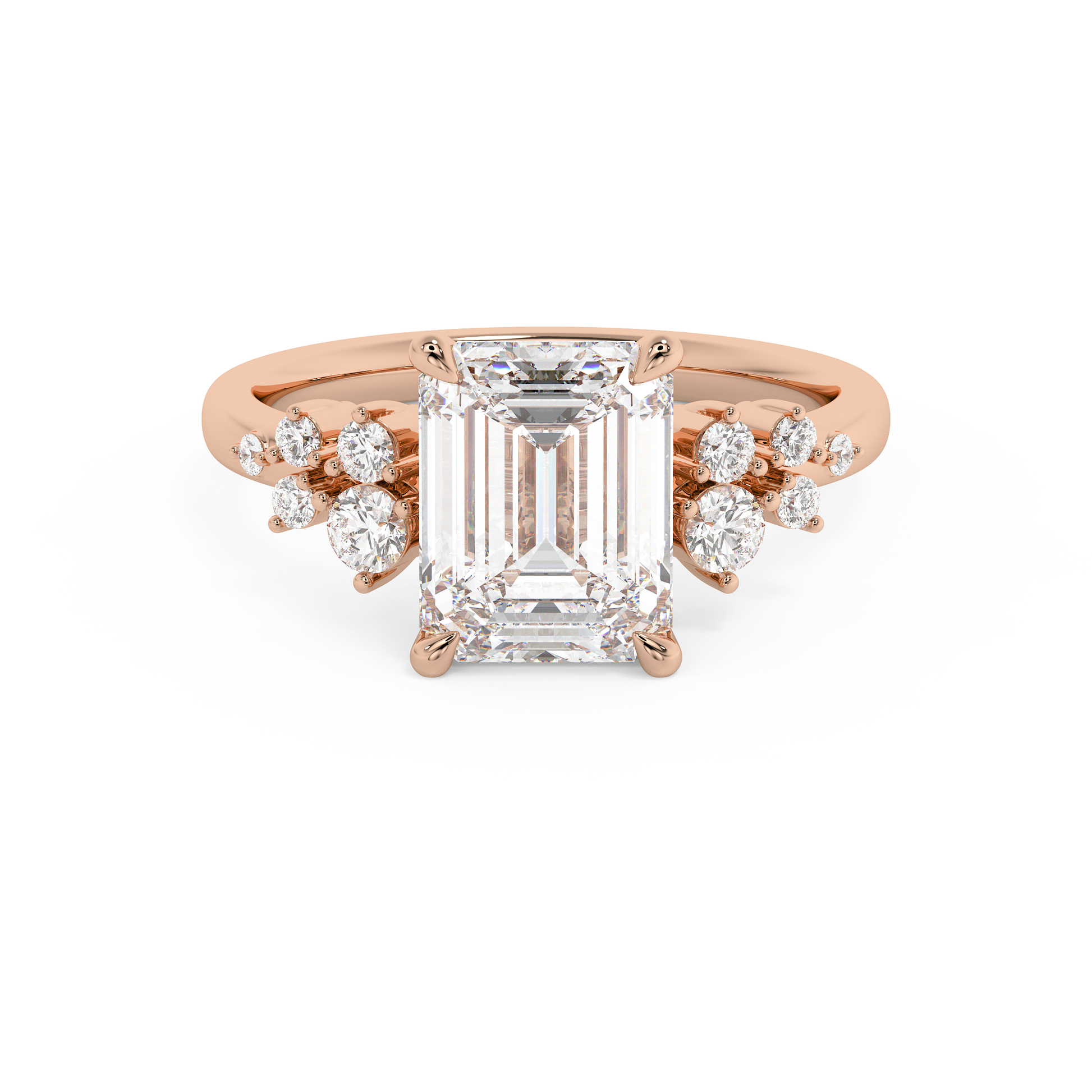 Emerald Solitaire Lab Grown Diamond Engagement Ring